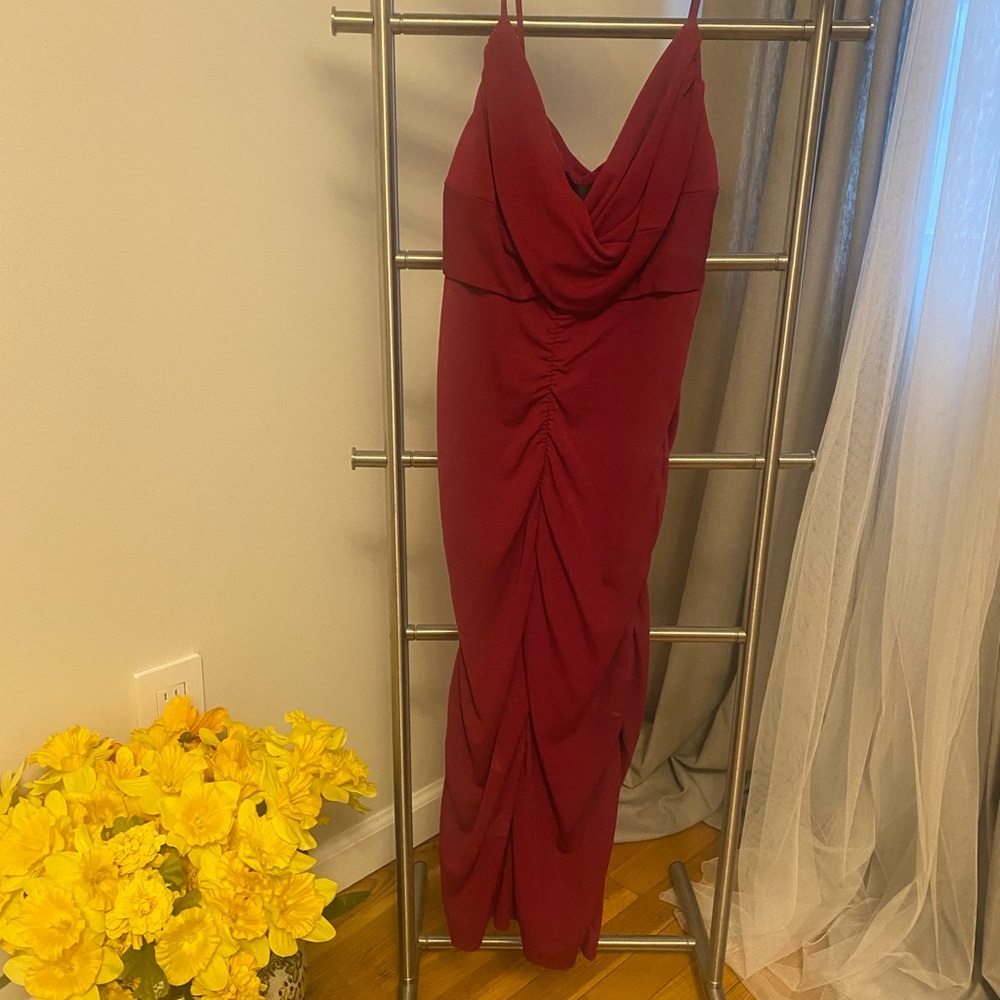 Nicole Miller cranberry cocktail dress with straps